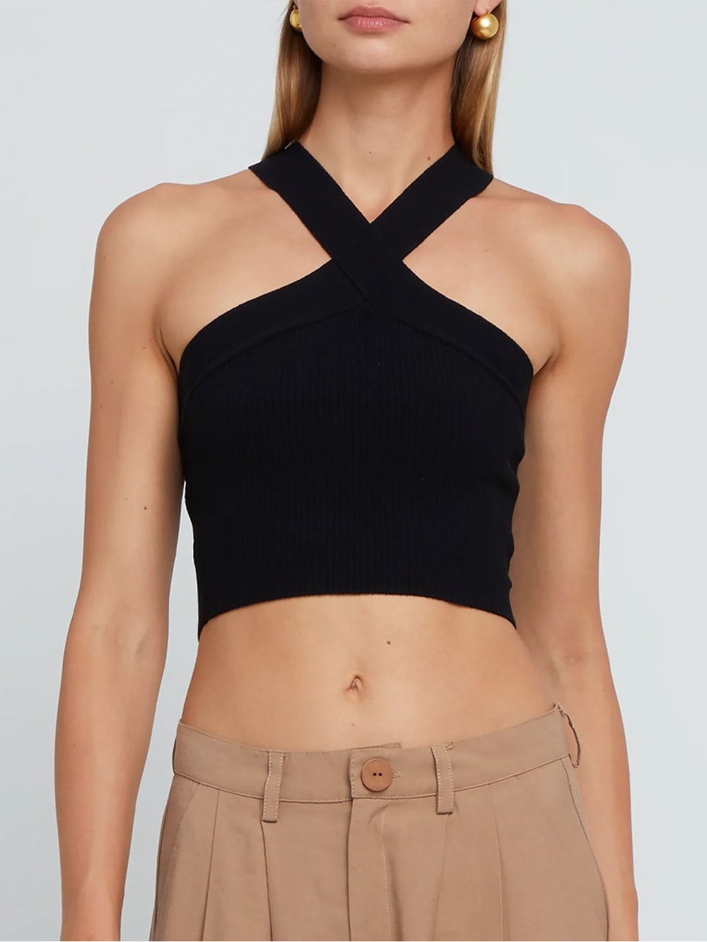 Abercrombie & Fitch Halter Neck Black Crisscross Crop Top